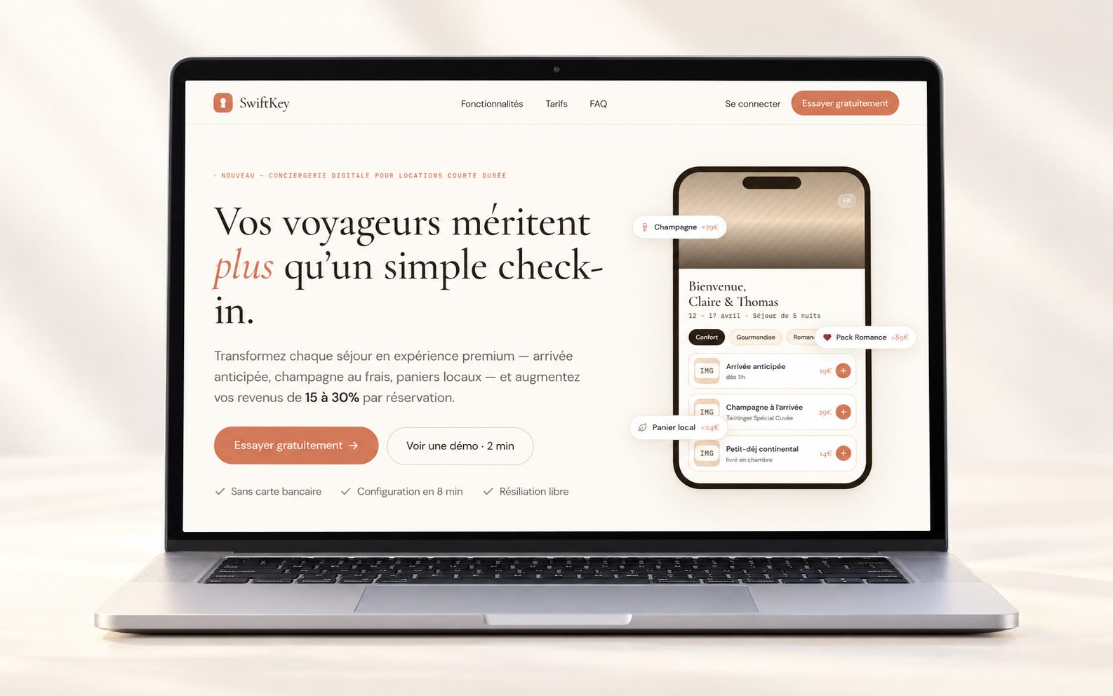 Page d’accueil de SwiftKey présentée sur un ordinateur portable argenté